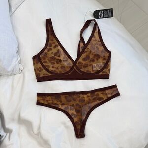 NWT EBY Leopard Sheer Lingerie Set